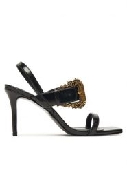 Versace Jeans Couture Sandały 79VA3S71 Czarny. Czarne sandały Versace Jeans Couture, bez wzorów, z jeansu, bez obcasa, na szpilce, bez zapięcia. Za 639.99 zł.