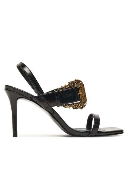 Versace Jeans Couture Sandały 79VA3S71 Czarny. Czarne sandały Versace Jeans Couture, bez wzorów, z jeansu, bez obcasa, na szpilce, bez zapięcia. Za 999.99 zł.