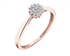 Pierścionek z różowego złota z brylantami - 0,09 ct - próba 585. Czerwone pierścionki Apart, z brylantem, złote. Za 2,559.00 zł.