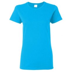 Damska Koszulka T-shirt Krótki Rękaw Top. Niebieskie bluzki GILDAN, xl, bez wzorów, bez kołnierzyka, bez ramiączek. Za 47.99 zł.