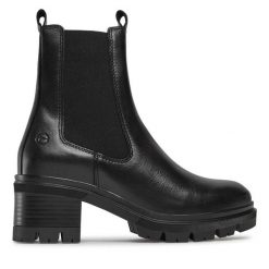 Sztyblety Tamaris. Czarne botki Tamaris, bez wzorów, bez obcasa, na płaskiej podeszwie, bez zapięcia. Za 499.99 zł.