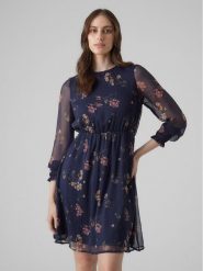 Vero Moda Sukienka codzienna Milla 10244553 Granatowy Regular Fit. Niebieskie sukienki Vero Moda, na co dzień, l, bez wzorów, z syntetyku, bez kołnierzyka, bez ramiączek, proste. Za 89.99 zł.