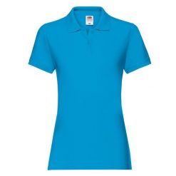Damska Koszulka Polo Premium Plain. Niebieskie koszulki polo FRUIT OF THE LOOM, l, bez wzorów, bez kołnierzyka, bez ramiączek. Za 65.99 zł.