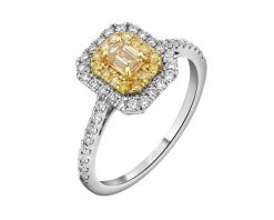 Pierścionek z białego i żółtego z diamentami - 0,72 ct - próba 585. Białe pierścionki Apart, z diamentem, złote. Za 8,490.00 zł.