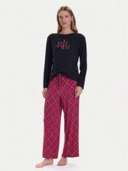 LAUREN RALPH LAUREN Piżama ILN72466F Czarny Regular Fit. Czarne piżamy Lauren Ralph Lauren, bez wzorów, z bawełny, bez ramiączek. Za 639.99 zł.
