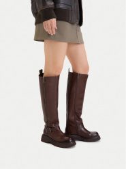 G-Star Raw Kozaki EO-GLCI-GLC8137 Brązowy. Brązowe kozaki G-Star, ze skóry, bez obcasa, na płaskiej podeszwie, bez zapięcia. Za 799.99 zł.