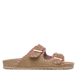 Klapki DeeZee. Brązowe klapki DeeZee, bez wzorów, bez obcasa. Za 179.99 zł.