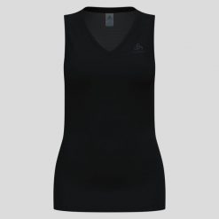 Koszulka sportowa damska Odlo BL TOP v-neck singlet ACTIVE F-DRY LIGHT. Czarne koszulki sportowe Odlo, bez wzorów, bez ramiączek, trekkingowe. Za 169.99 zł.