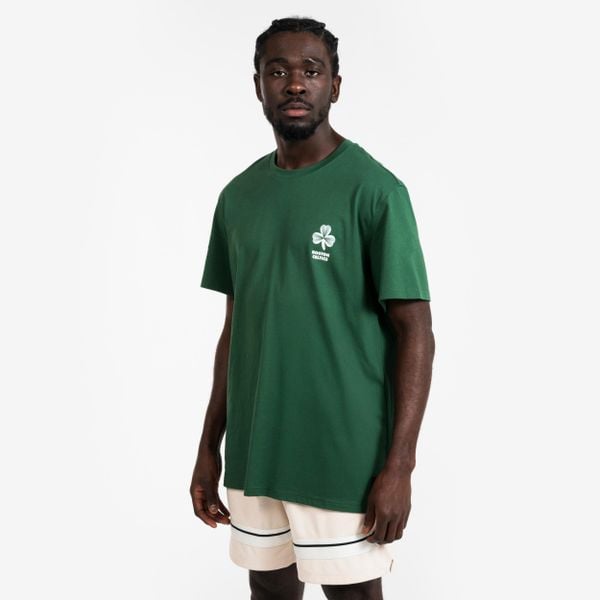Koszulka do gry w koszykówkę unisex Tarmak NBA Celtics TS 900. Zielone bluzki TARMAK, m, bez wzorów, z bawełny, sportowe, bez kołnierzyka, bez ramiączek. W wyprzedaży za 49.99 zł.