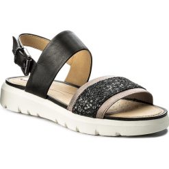 Sandały GEOX - D Amalitha G D827WG 0LSEW C9999 Black. Czarne sandały Geox, z aplikacjami, z materiału, bez obcasa, bez zapięcia. W wyprzedaży za 299.00 zł.