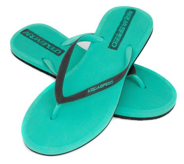 Japonki basenowe damskie Aqua Speed Genoa. Czarne klapki Aqua-Speed, bez wzorów, z materiału, bez obcasa. Za 47.99 zł.