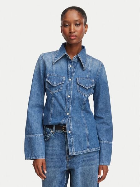BOSS Koszula jeansowa 50564434 Niebieski Slim Fit. Niebieskie koszule Boss, xs, bez wzorów, z bawełny, bez kołnierzyka, bez ramiączek. Za 639.99 zł.