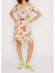 Blutsgeschwister Sukienka "Curfull of light vitamins" w kolorze jasnoróżowo-zielonym rozmiar: S. Różowe sukienki Blutsgeschwister, s, bez wzorów, z bawełny, bez kołnierzyka, bez ramiączek, mini. Za 127.05 zł.