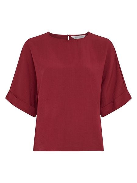 MOSS COPENHAGEN Bluzka w kolorze bordowym rozmiar: S/M. Czerwone bluzki Moss Copenhagen, m, bez wzorów, bez kołnierzyka, bez ramiączek. Za 164.95 zł.