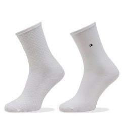 Skarpety długie Tommy Hilfiger. Białe skarpety TOMMY HILFIGER, bez wzorów. Za 69.99 zł.