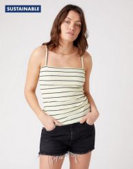 DAMSKI TOP WRANGLER SPAGHETTI STRAP WAX YELLOW W7R8DGX9B 112132108. Żółte topy Wrangler, s, bez wzorów, bez kołnierzyka, bez ramiączek. Za 69.99 zł.