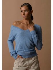 Perfect Cashmere Kaszmirowy sweter w kolorze błękitnym rozmiar: M. Niebieskie swetry Perfect Cashmere, m, bez wzorów, z kaszmiru, bez ramiączek. Za 347.99 zł.