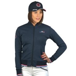 Damska bluza jeździecka zapinana na zamek Flags&Cup France - Limited Edition. Niebieskie bluzy FLAGS&CUP, xs, z aplikacjami, z bawełny, bez kaptura. Za 339.00 zł.