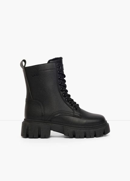 Kozaki sznurowane Tom Tailor, z profilowaną wkładką. Czarne kozaki bonprix, bez obcasa, na platformie, bez zapięcia. Za 219.99 zł.