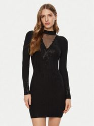 Guess Sukienka codzienna W5RK14 Z2Y50 Czarny Regular Fit. Czarne sukienki Guess, na co dzień, xl, z aplikacjami, z syntetyku, bez kołnierzyka, bez ramiączek, proste. Za 359.99 zł.