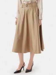 Marella Spódnica trapezowa Tappeto 2613101101 Beżowy Regular Fit. Brązowe spódnice Marella, bez wzorów, z bawełny, trapezowe. Za 984.99 zł.