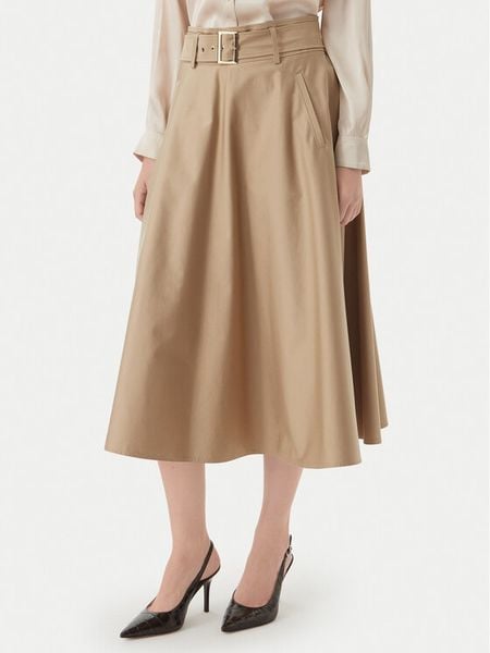 Marella Spódnica trapezowa Tappeto 2613101101 Beżowy Regular Fit. Brązowe spódnice Marella, bez wzorów, z bawełny, trapezowe. Za 590.99 zł.