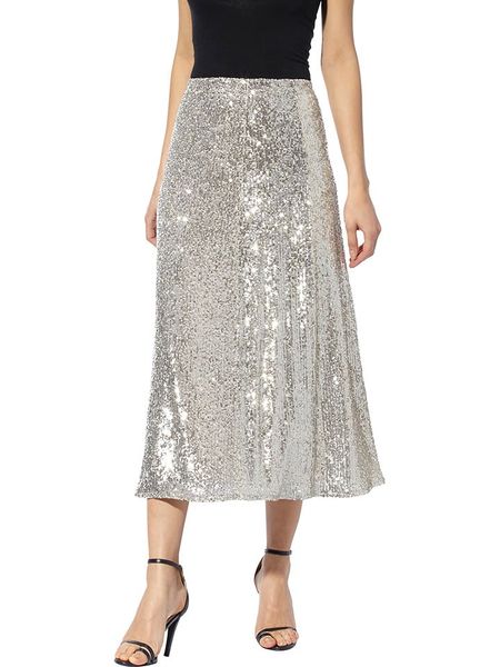 Heine Spódnica w kolorze srebrnym rozmiar: 38. Szare spódnice Heine, bez wzorów, midi. Za 91.99 zł.