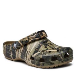 Klapki Crocs. Zielone klapki Crocs, bez wzorów, bez obcasa. Za 159.99 zł.