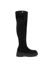 Tommy Hilfiger Muszkieterki Suede Over-The-Knee Boot FW0FW08159 Czarny. Czarne kozaki TOMMY HILFIGER, ze skóry, bez obcasa, na płaskiej podeszwie, bez zapięcia. Za 1,199.00 zł.
