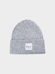 4F Czapka zimowa damska - szara M. Szare czapki 4f, bez wzorów, z materiału. W wyprzedaży za 49.99 zł.