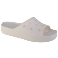 Klapki damskie Crocs Classic Platform Slide. Białe klapki Crocs, bez wzorów, z gumy, bez obcasa. Za 293.00 zł.