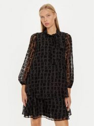 Armani Exchange Sukienka codzienna 6DYA52 YN1ZZ 1200 Czarny Regular Fit. Czarne sukienki Armani Exchange, na co dzień, bez wzorów, z syntetyku, bez kołnierzyka, bez ramiączek, proste. Za 509.99 zł.