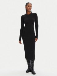 STAUD Sukienka dzianinowa Ramona R24F2208WN Czarny Slim Fit. Czarne sukienki STAUD, m, bez wzorów, z dzianiny, bez kołnierzyka, bez ramiączek. Za 759.99 zł.
