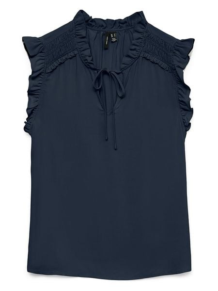 Vero Moda Bluzka w kolorze granatowym rozmiar: M. Niebieskie bluzki Vero Moda, m, bez wzorów, z wiskozy, klasyczne, bez kołnierzyka, bez ramiączek. Za 89.05 zł.
