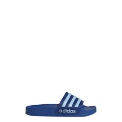 Klapki Adilette Shower. Niebieskie klapki Adidas, bez wzorów, bez obcasa. W wyprzedaży za 87.20 zł.