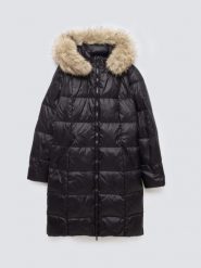 Płaszcz damski puchowy z naturalnym wypełnieniem czarny Melissa 906. Czarne płaszcze Big Star, l, bez wzorów, z polaru, bez kaptura. Za 599.99 zł.