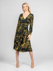 Pinko Sukienka "Utilizzare" | 1N13FB A00Z | Utilizzare | Kobieta | Żółty, Zielony. Zielone sukienki Pinko, bez wzorów, z wiskozy, bez kołnierzyka, bez ramiączek, midi, kopertowe. W wyprzedaży za 549.00 zł.