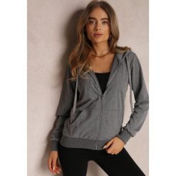 Ciemnoszara Bluza Rhodothee. Szare bluzy Renee, na jesień, l, bez wzorów, z dzianiny, bez kaptura. W wyprzedaży za 41.99 zł.
