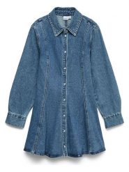 Vero Moda Sukienka dżinsowa w kolorze niebieskim rozmiar: XS. Niebieskie sukienki Vero Moda, xs, bez wzorów, bez kołnierzyka, bez ramiączek, mini. Za 169.95 zł.