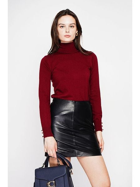 C& Jo Golf w kolorze bordowym rozmiar: 38. Czerwone golfy C& Jo, bez wzorów, ze splotem, bez ramiączek. Za 126.75 zł.