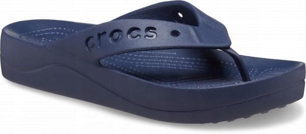 Japonki Dla Dorosłych Crocs Baya Platform Flip. Niebieskie klapki Crocs, bez wzorów, z materiału, bez obcasa. Za 99.99 zł.