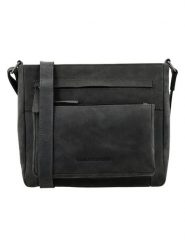 HIDE & STITCHES Skórzana torebka "Idaho" w kolorze czarnym - 27 x 23 x 7 cm rozmiar: onesize. Czarne torby na ramię HIDE & STITCHES, bez wzorów, z materiału, na ramię, bez dodatków. Za 217.99 zł.