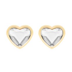 Kolczyki sztyfty Icons z białymi kryształami w kształcie serca pozłacane. Białe kolczyki Lilou, z kryształem, pozłacane, na sztyftcie. Za 219.00 zł.