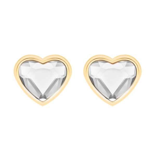 Kolczyki sztyfty Icons z białymi kryształami w kształcie serca pozłacane. Białe kolczyki Lilou, z kryształem, pozłacane, na sztyftcie. Za 219.00 zł.