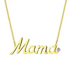 Naszyjnik z żółtego złota z diamentem - mama - 0,005 ct - próba 375. Żółte naszyjniki Apart, z diamentem, złote. Za 1,459.00 zł.