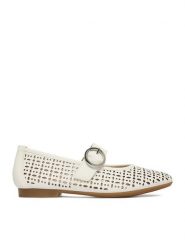 Remonte Baleriny CEO-D0K16-80 Biały. Białe baleriny Remonte, bez wzorów, ze skóry, bez obcasa. Za 369.99 zł.