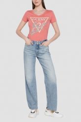 GUESS Różowy damski t-shirt Pearls Love, Rozmiar S. Czerwone t-shirty Guess, s, z aplikacjami, bez kołnierzyka, bez ramiączek. W wyprzedaży za 143.99 zł.