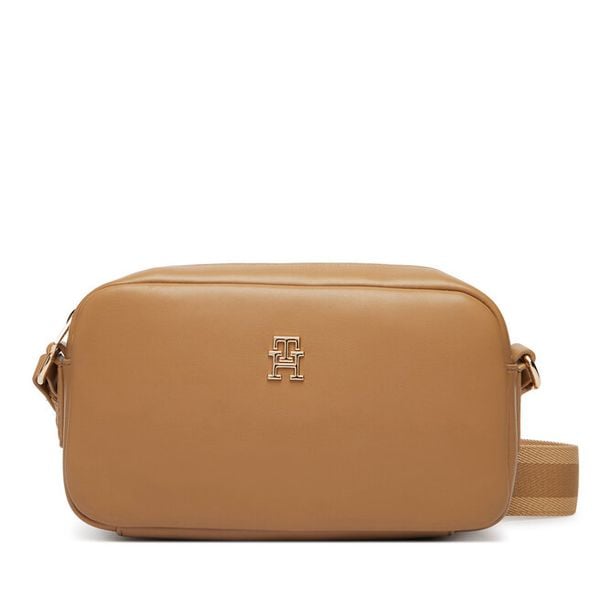Torebka Tommy Hilfiger. Brązowe listonoszki TOMMY HILFIGER, bez wzorów, bez dodatków. Za 257.99 zł.