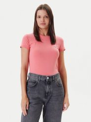 Guess T-Shirt W2YI44 J1314 Koralowy Regular Fit. Pomarańczowe t-shirty Guess, m, z aplikacjami, z bawełny, bez kołnierzyka, bez ramiączek. Za 139.99 zł.