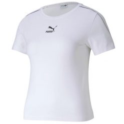Koszulka treningowa damska Puma Classic Tight Top. Białe koszulki sportowe Puma, bez wzorów, z bawełny, bez ramiączek. Za 70.35 zł.